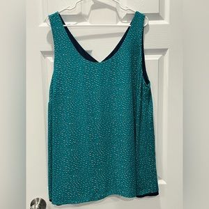 Sleeveless Teal Blouse Reversible With White and Blue Accents. 3x